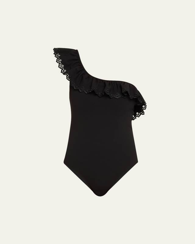 Solara Embroidered Flutter One-Piece Swimsuit